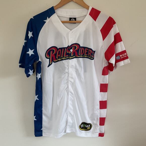 Scranton/Wilkes-Barre RailRiders Jersey #16 Sz S US Flag Froggy 101 Patriotic - Picture 1 of 10